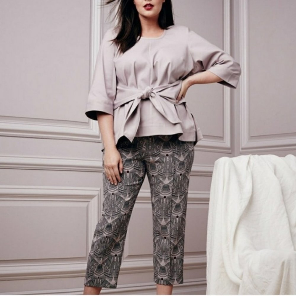 new melissa mccarthy seven7 BLACK tie blouse